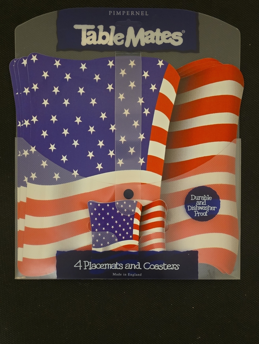 Patriotic American Flag Placemats & Coasters Set - Red, White & Blue